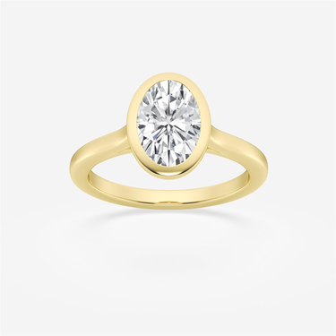 14Kt Yellow Gold Bezel-Set 2.01ct Oval Center Natural Diamond Engagement Ring