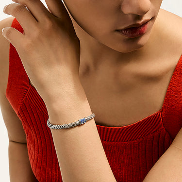 John Hardy Sterling Silver 5mm Treated Blue Sapphire Icon Bracelet