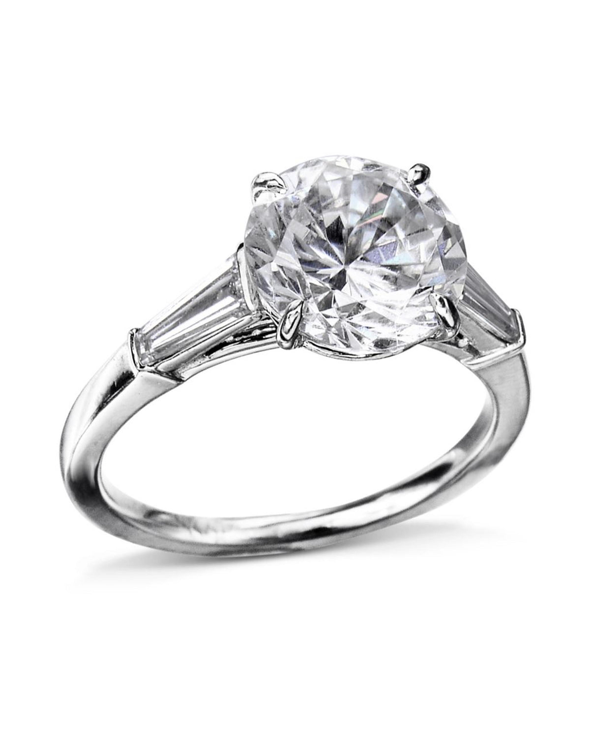 14Kt White Gold Classic 3-Stone Ring With 2.26ct Natural Center Diamond