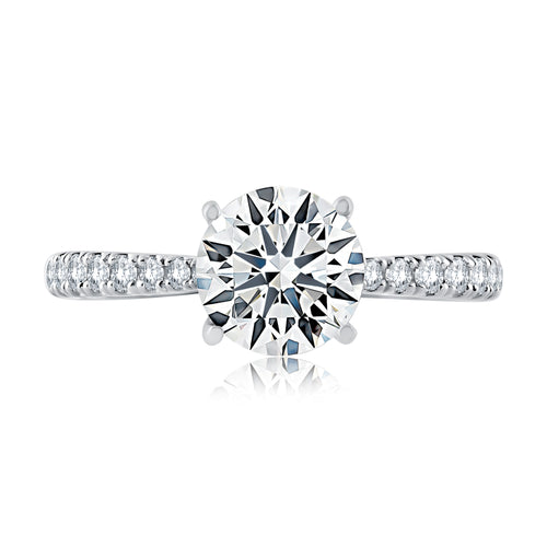 A. Jaffe Tapered Pave Cathedral Set Engagement Ring in 14K White Gold