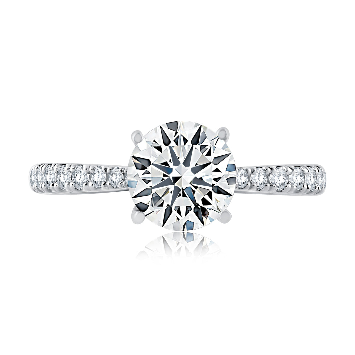 A. Jaffe Tapered Pave Cathedral Set Engagement Ring in 14K White Gold