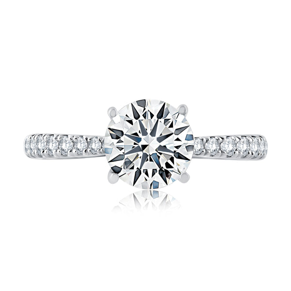A. Jaffe Tapered Pave Cathedral Set Engagement Ring Mounting in 14K White Gold