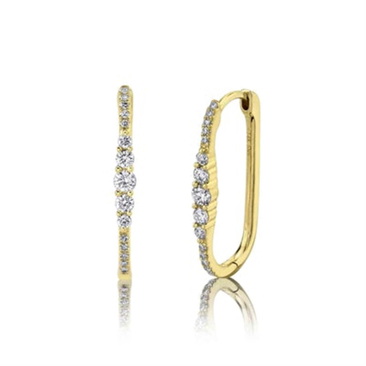 Shy Creation Gold Paperclip Diamond Hoop Earrings