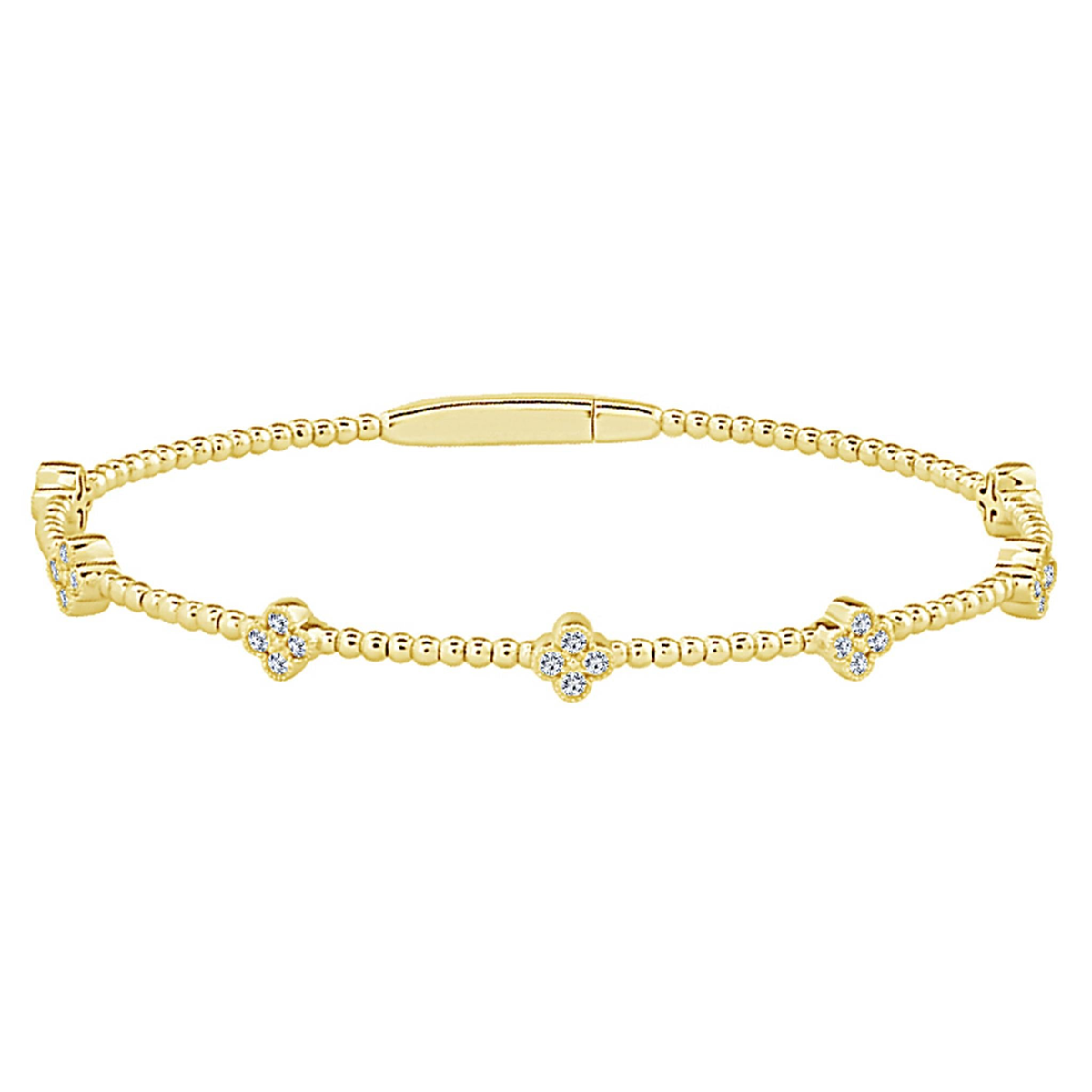 14Kt Yellow Gold Flex Bangle Bracelet With 0.43cttw Natural Diamonds