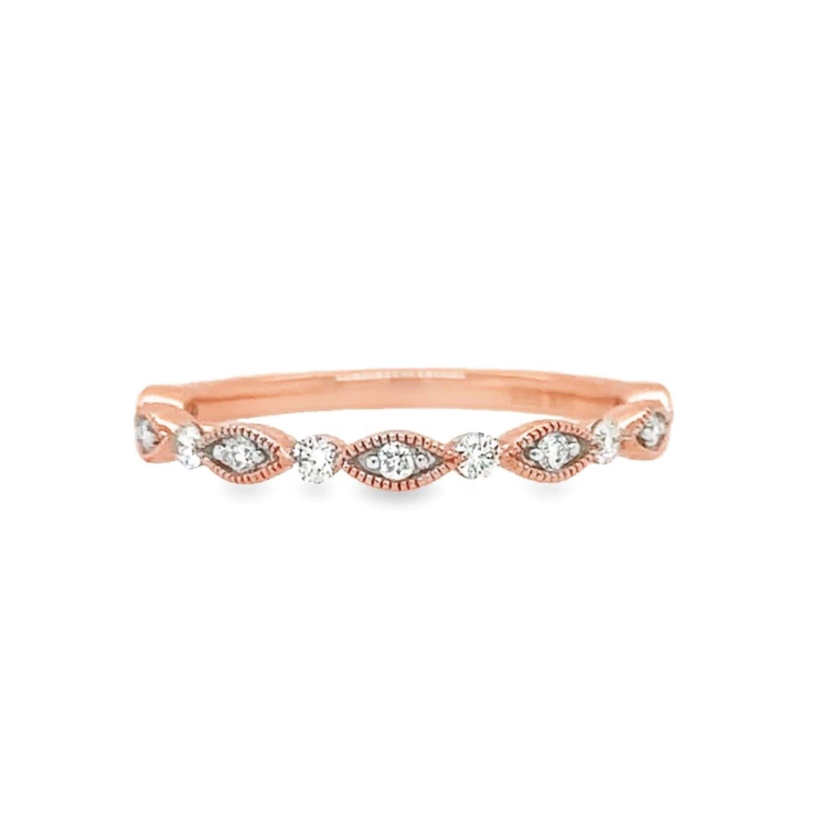 14Kt Rose Gold Stackable Wedding Ring with 0.21cttw Natural Diamonds