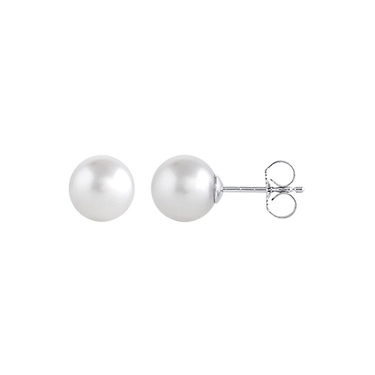 14Kt White Gold Stud Earrings with 7mm Akoya Cultured Pearl