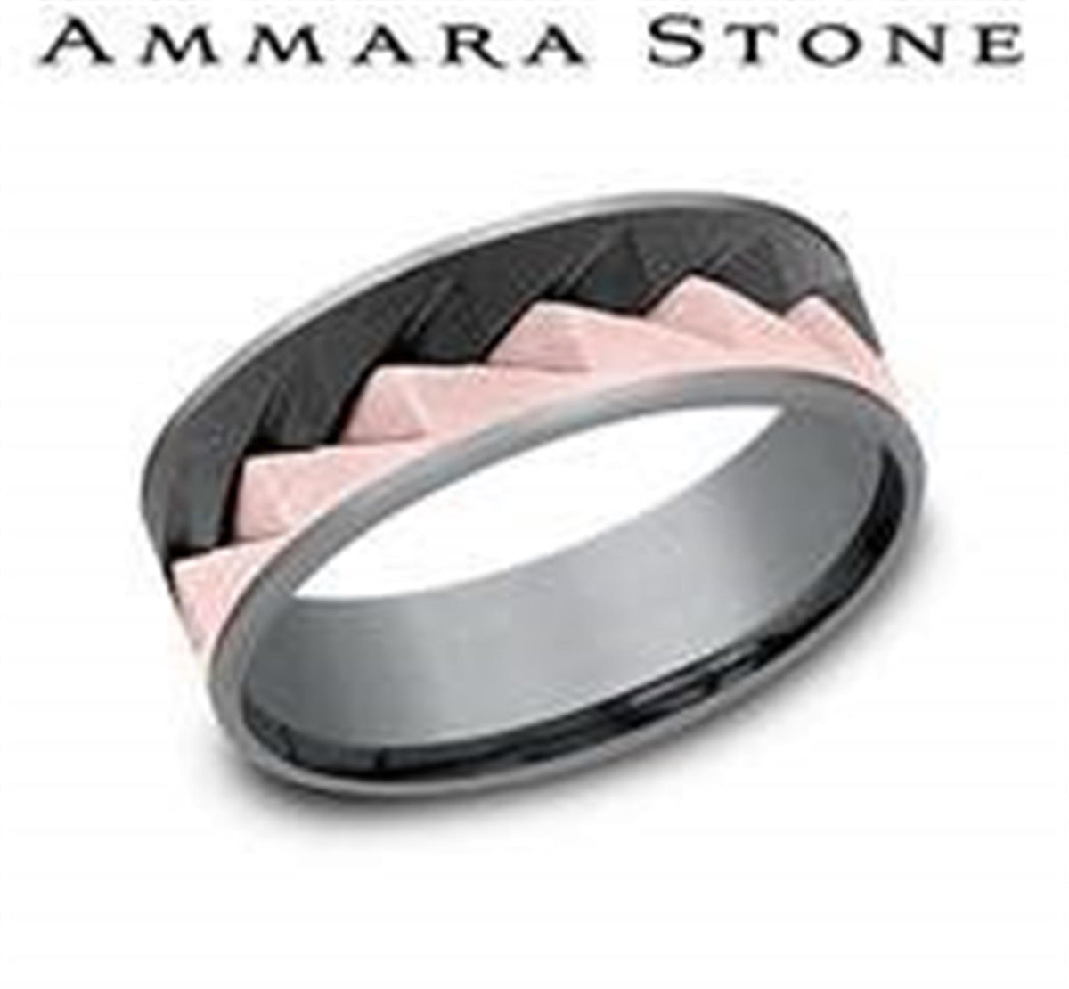 Ammara Stone 7.5mm Grey Tantalum Band with Black Tantalum and Rose Gold Layer