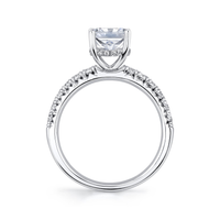 Pure Lasker Platinum Collection Prong Set Natural Diamond and Hidden Halo Engagement Ring Mounting - Oval Center Stone Sold Separately