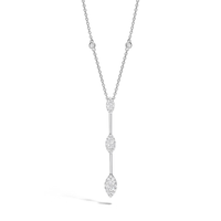 Lasker Couture 18Kt White Gold Fiori Marquise Bar Necklace With 1.00cttw Natural Diamonds