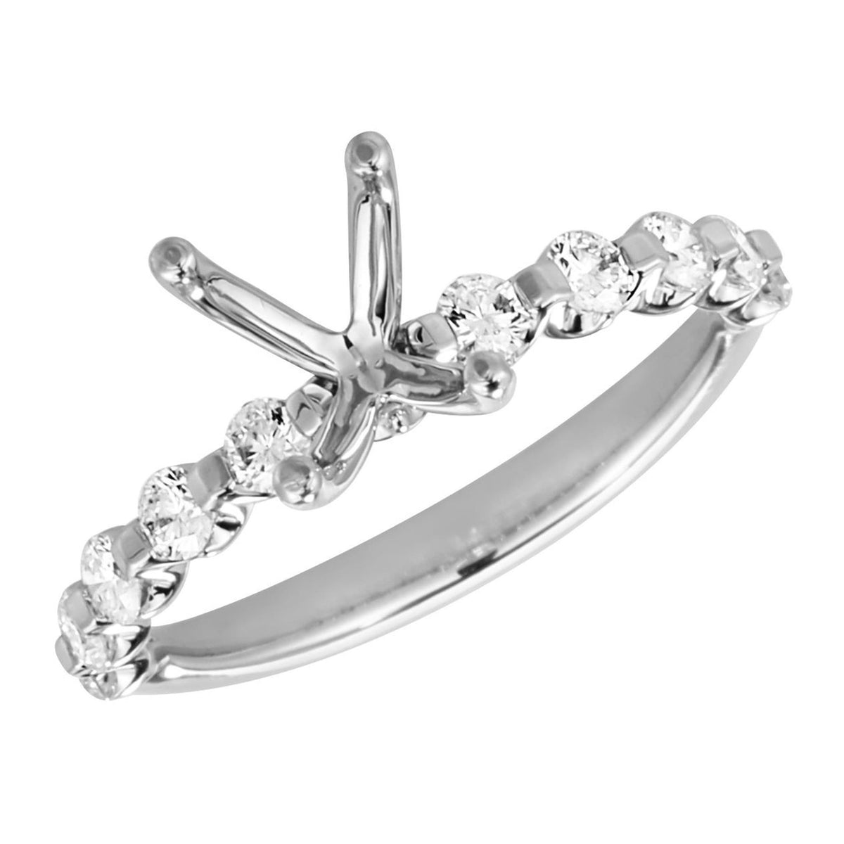 18Kt White Gold Ring Mounting With 0.48cttw Natural Diamonds