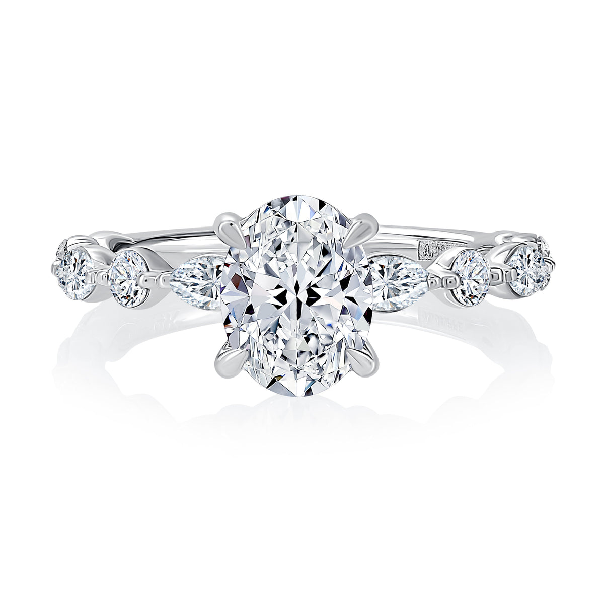 A. Jaffe Oval Diamond Vanessa Engagement Ring in 14K White Gold