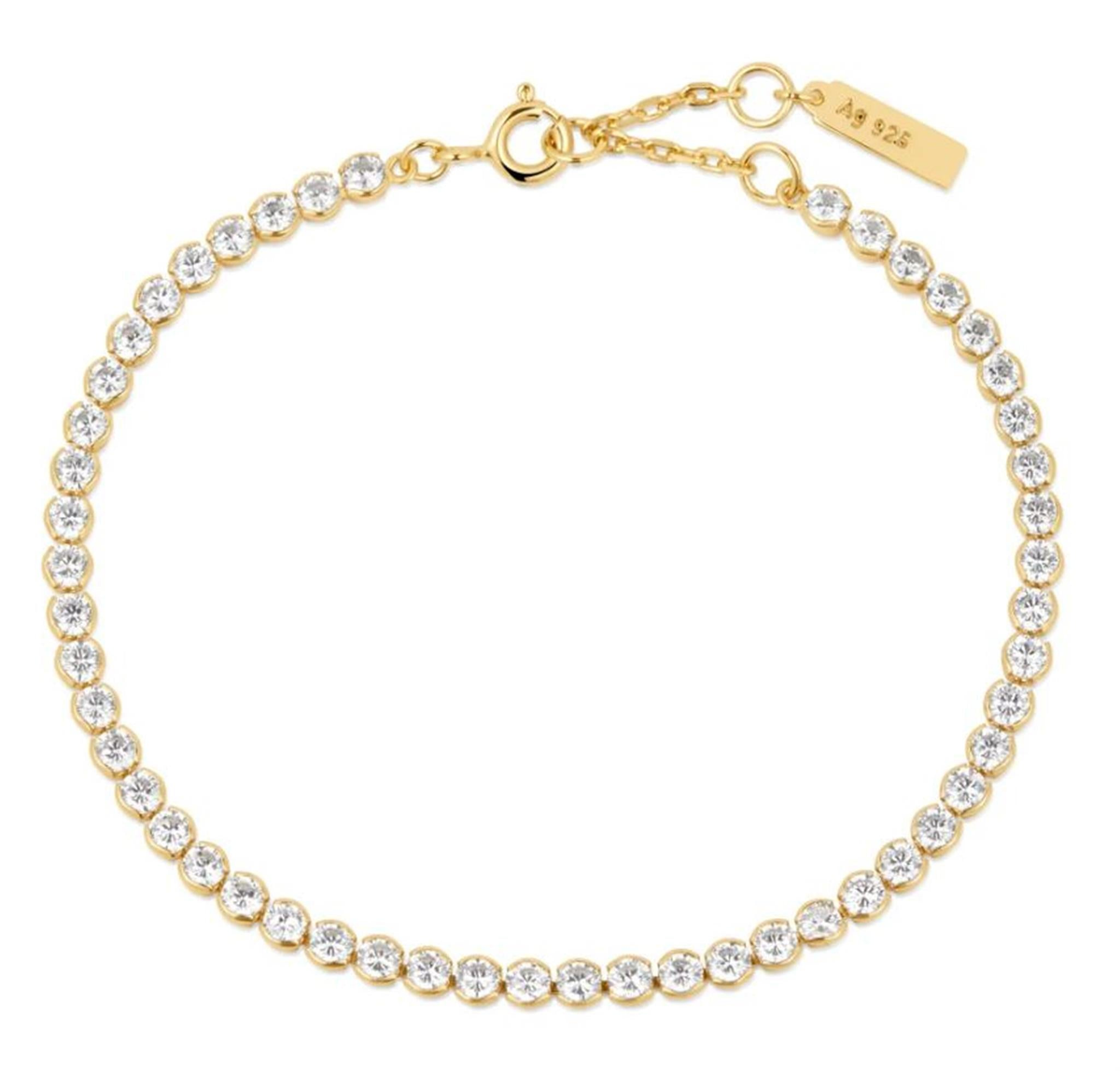 Ania Haie Bezel Set Bracelet in 14Kt Yellow Gold Overlay with Cubic Zirconia