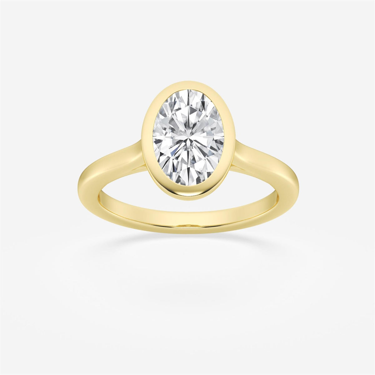 14kt Yellow Gold Bezel Set Solitaire Ring With 2ct Oval Lab-Crafted Diamond