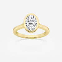 14kt Yellow Gold Bezel Set Solitaire Ring With 2ct Oval Lab-Crafted Diamond