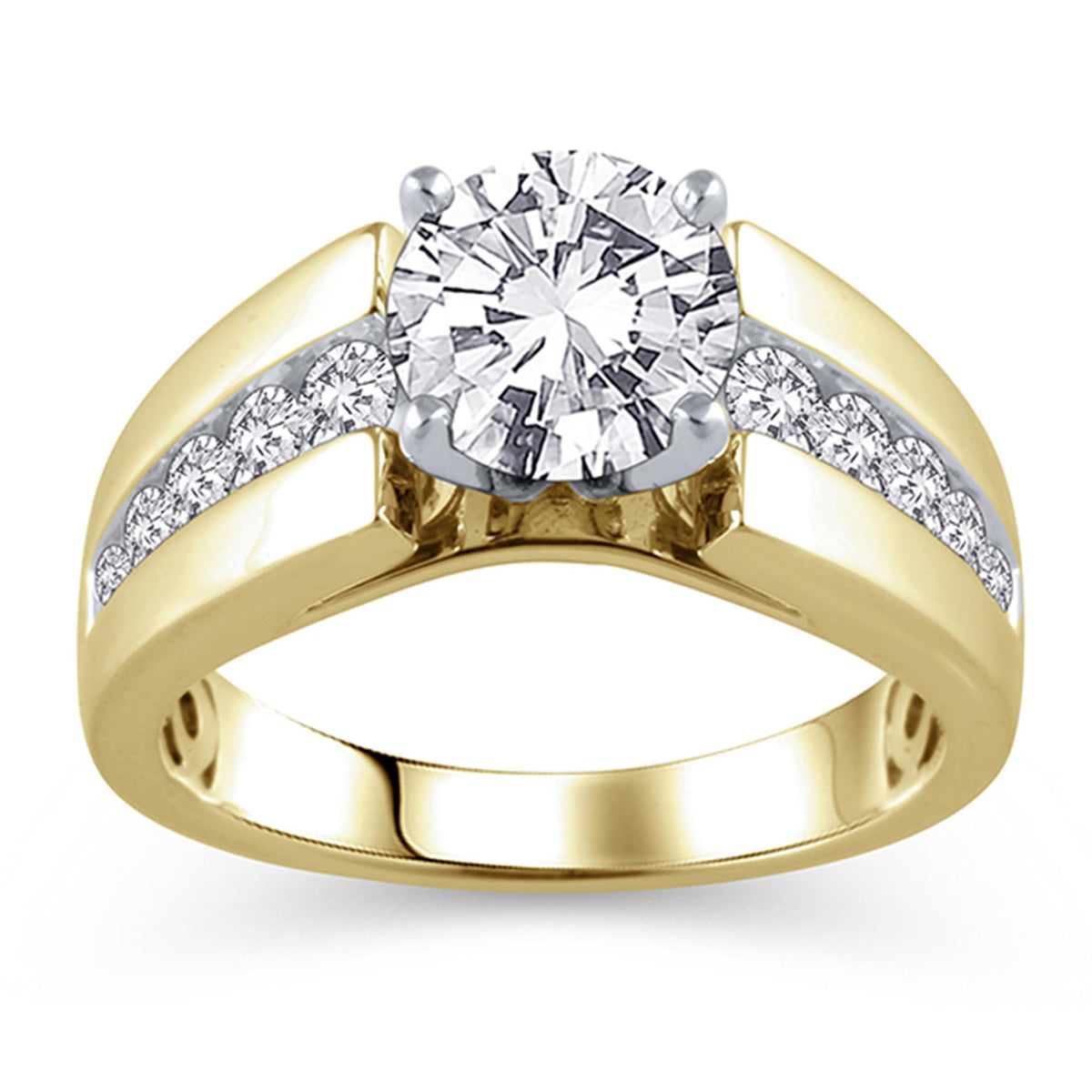 14Kt Yellow Gold Cathedral Ring Mounting With .60cttw Natural Diamonds