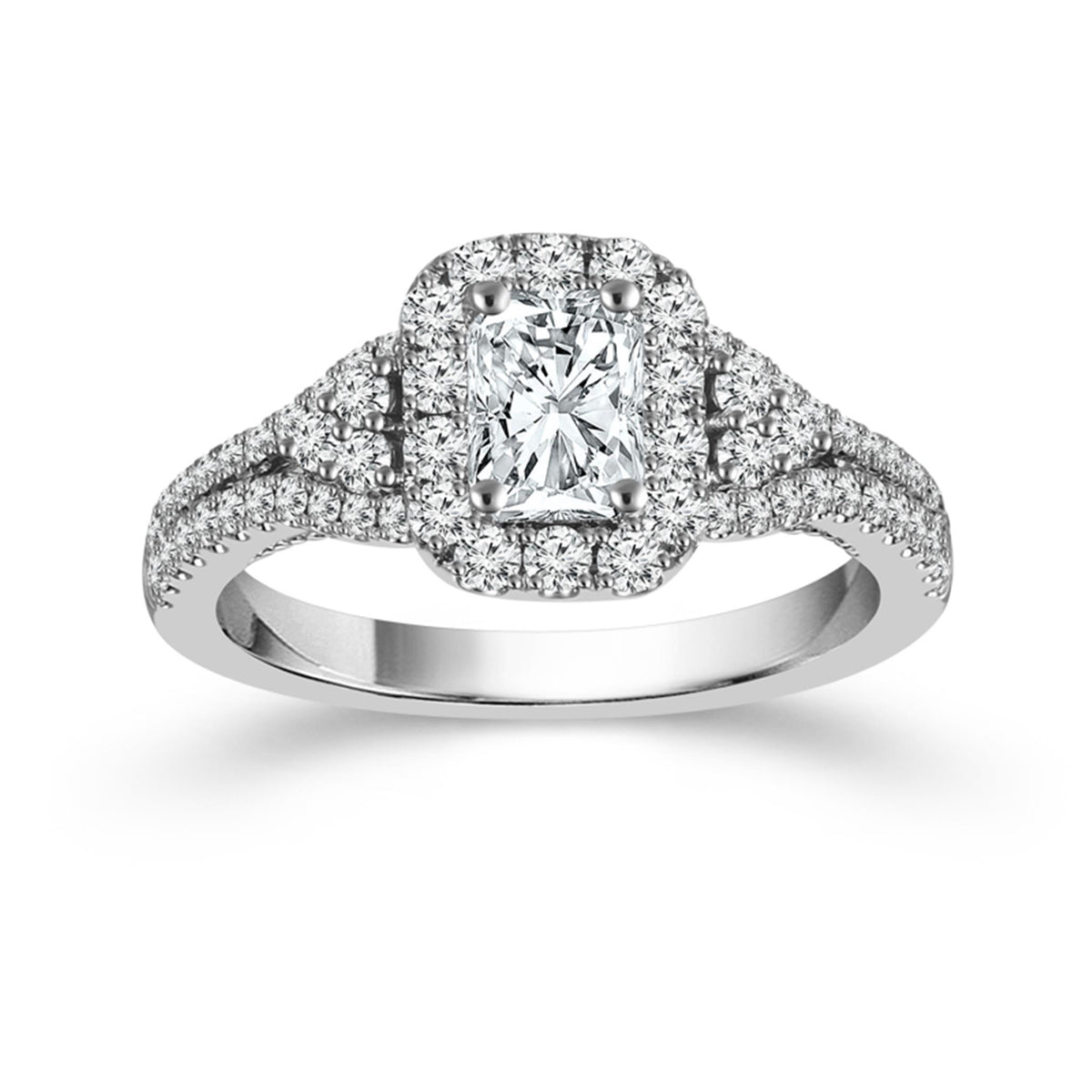 14Kt White Gold Halo Engagement Ring With 0.75ct Natural Center Diamond