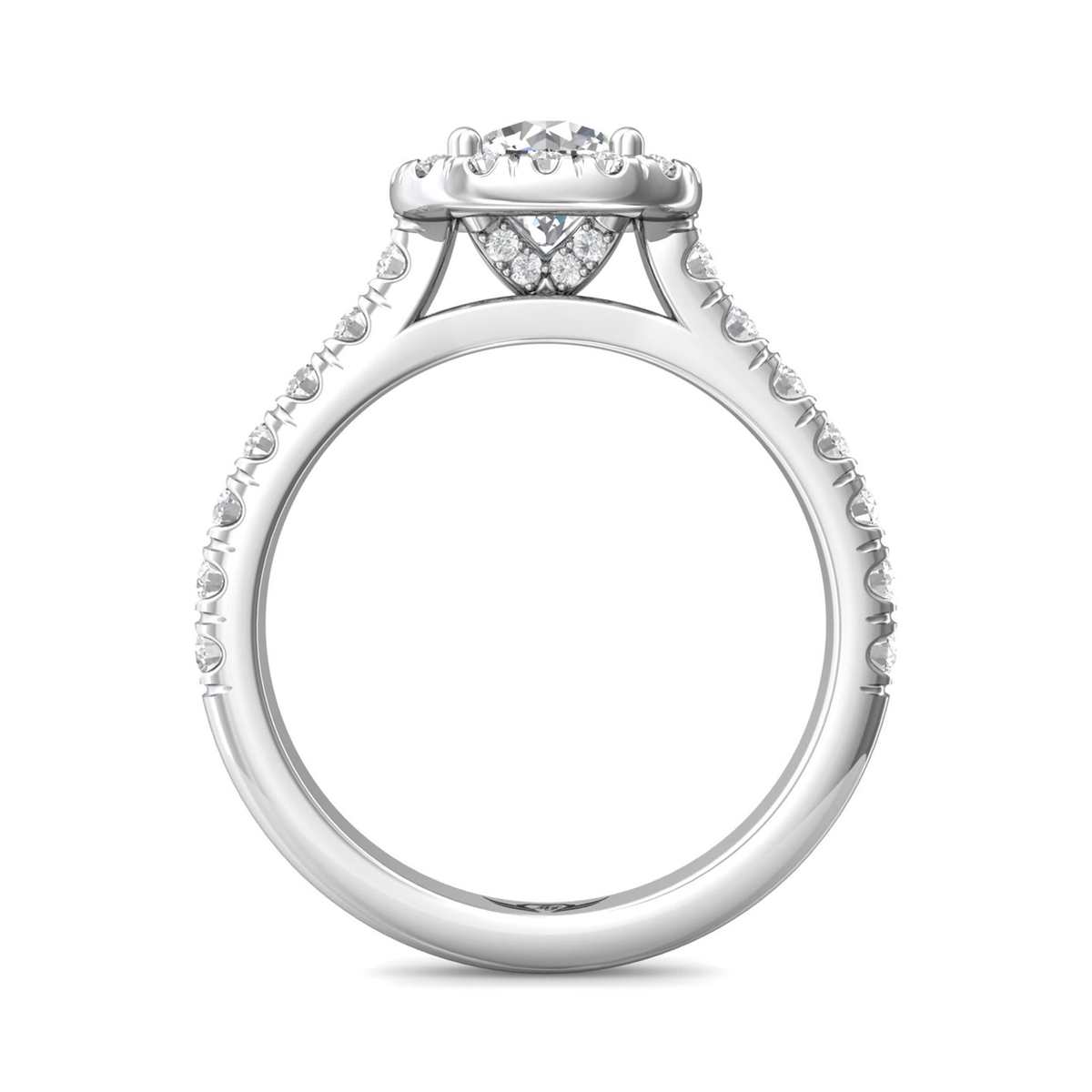 14Kt White Gold Halo Engagement Ring With 0.80ct Natural Center Diamond