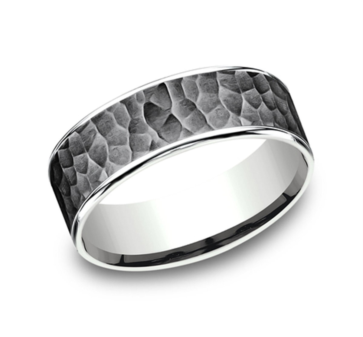 Tantalum & 14Kt Gray & White Ammara Stone Band