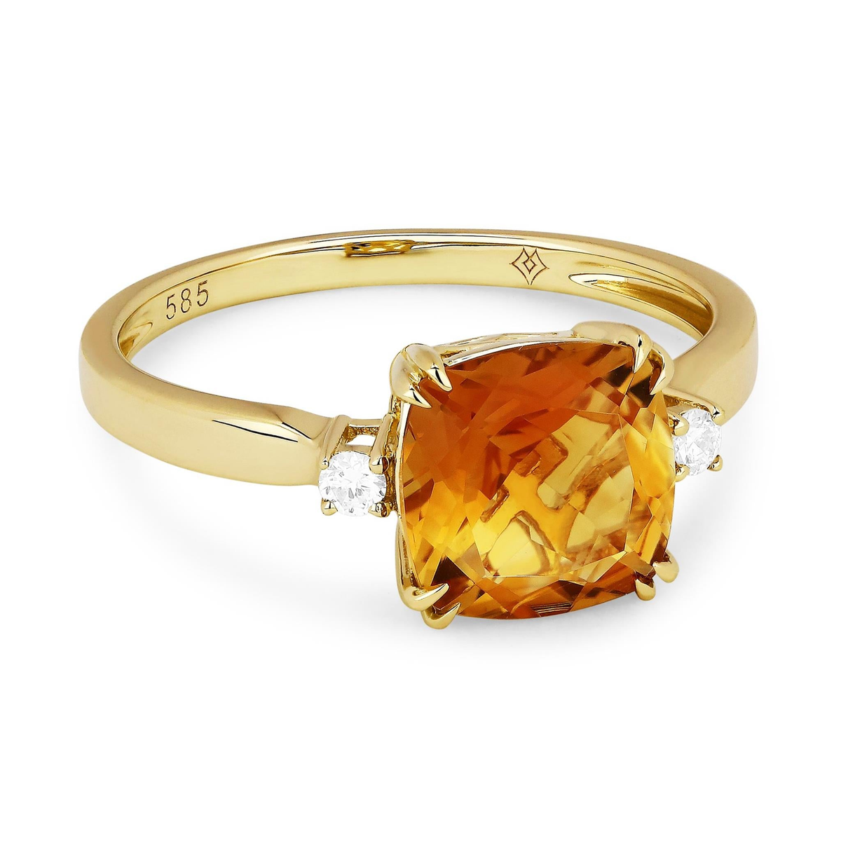 14Kt Yellow Gold Citrine Diamond Ring