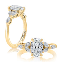 A. Jaffe Oval Center Floral Engagement Ring in 14K Yellow Gold