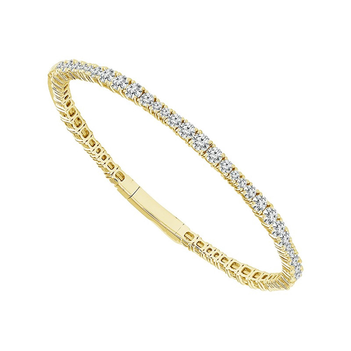 14Kt Yellow Gold Flex Bangle Bracelet With 4.75 cttw Natural Diamonds