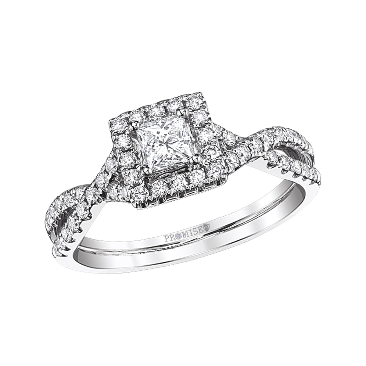 14Kt White Gold Halo Engagement Ring With 0.35ct Natural Center Diamond