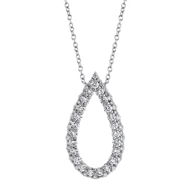 Shy Creation 14Kt White Gold 1.06ctw Diamond Teardrop Pendant