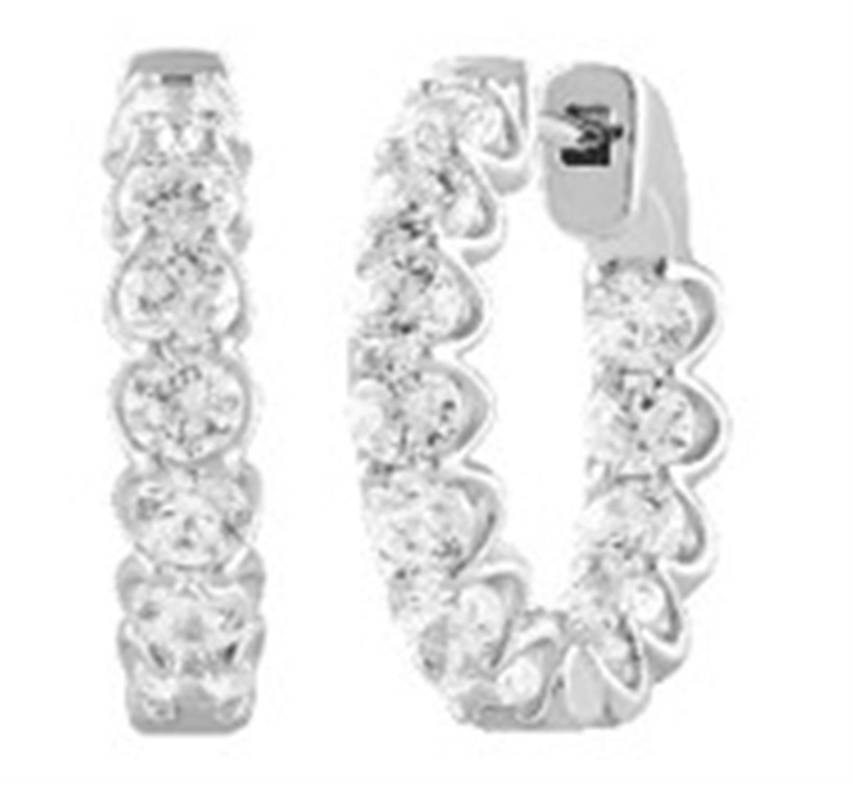 14Kt White Gold Round Hoop Earrings With 2.50cttw Lab-Grown Diamonds