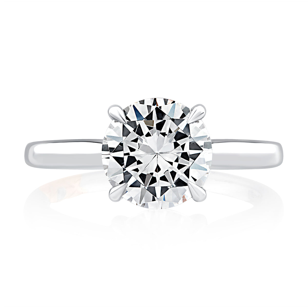 A. Jaffe Round Solitaire Hidden Diamond Bridge Engagement Ring in 14K White Gold
