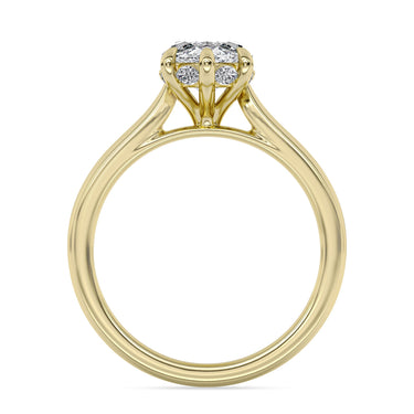 Lasker's Big Rocks Centurion Collection 14Kt Yellow Gold Cathedral Solitaire With 1.60ct Lab-Grown Marquise Diamond and 6 Marquise Hidden Halo Totaling .18cttw - GSI Report