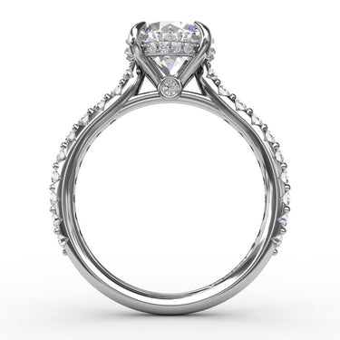 Lasker Big Rocks Lab-Grown Diamond Collection Fana 14Kt White Gold 3.23ct Round Lab-Crafted Diamond & 0.47cttw Natural Diamond Pave & Hidden Halo Engagement Ring