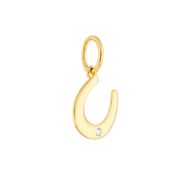 14Kt Yellow Gold Horshoe Pendant with Accent Diamond