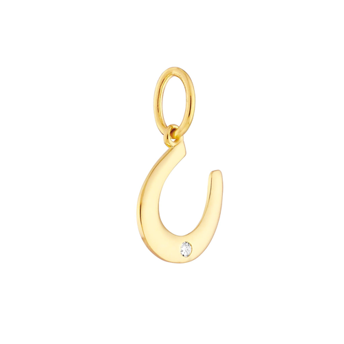 14Kt Yellow Gold Horshoe Pendant with Accent Diamond