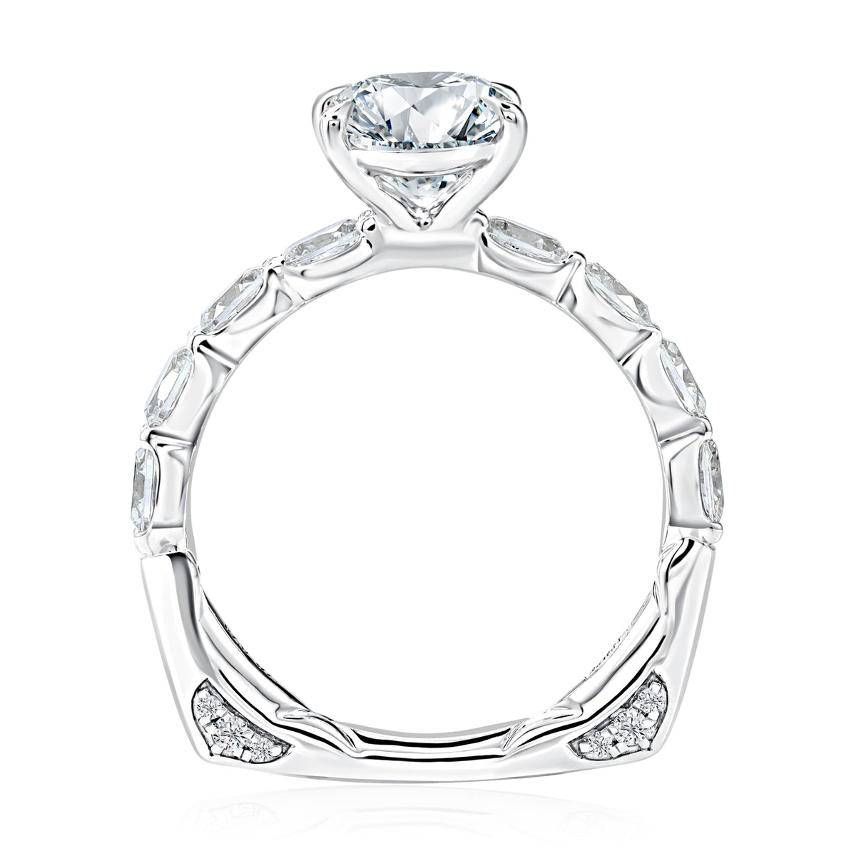 A.Jaffe 14Kt White Gold Diamond Euro-Shank Engagement Ring