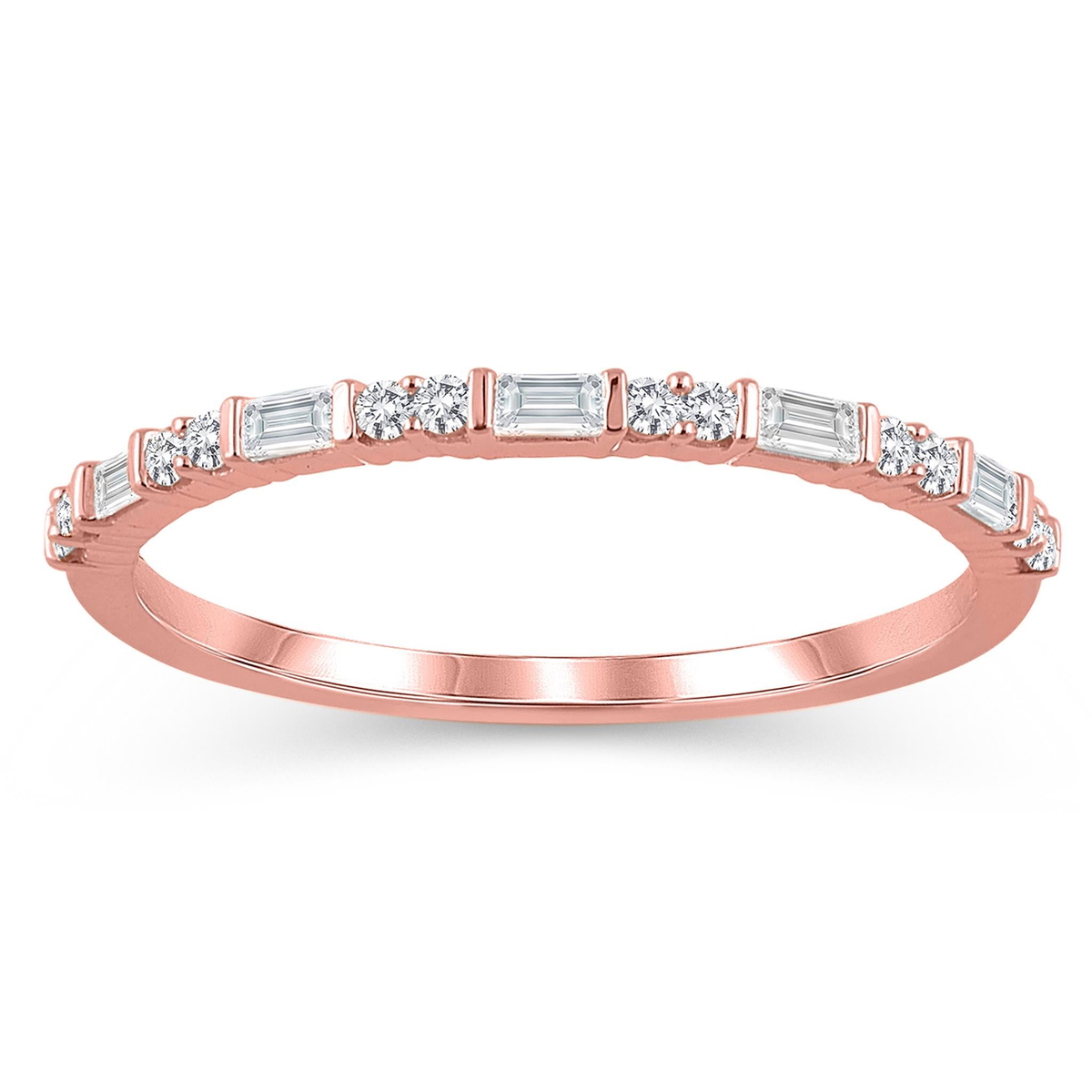 14Kt Rose Gold Stackable Wedding Ring With 0.20cttw Natural Diamonds