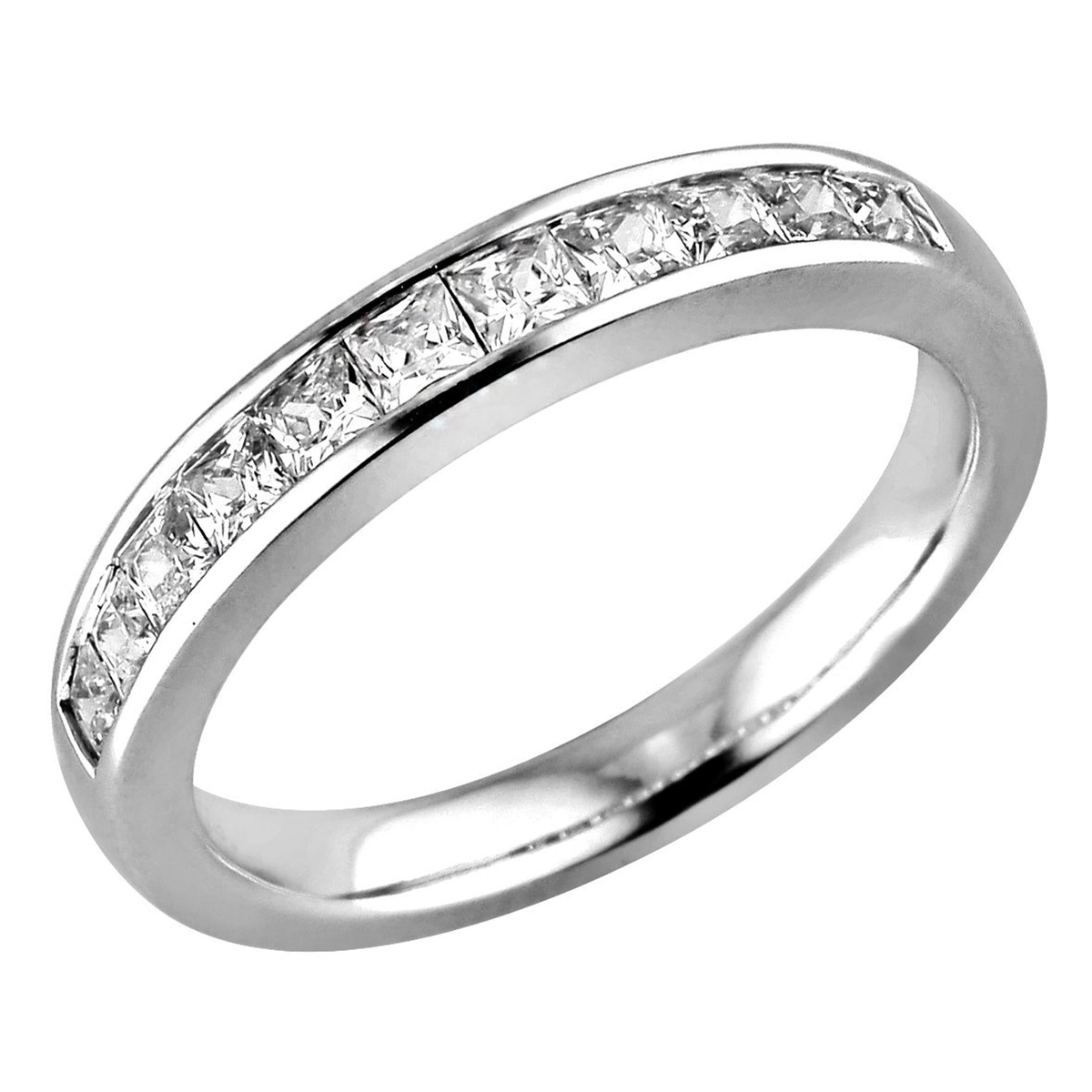 18Kt White Gold Channel Set Wedding Ring with 0.75cttw Natural Diamonds