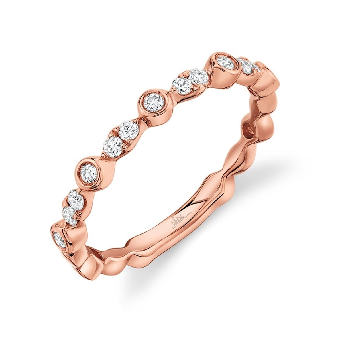 14Kt Rose Gold Stackable Band With 0.22cttw Natural Diamonds