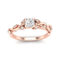 14Kt Rose Gold Vintage Inspired Engagement Ring With 0.33ct Natural Center Diamond