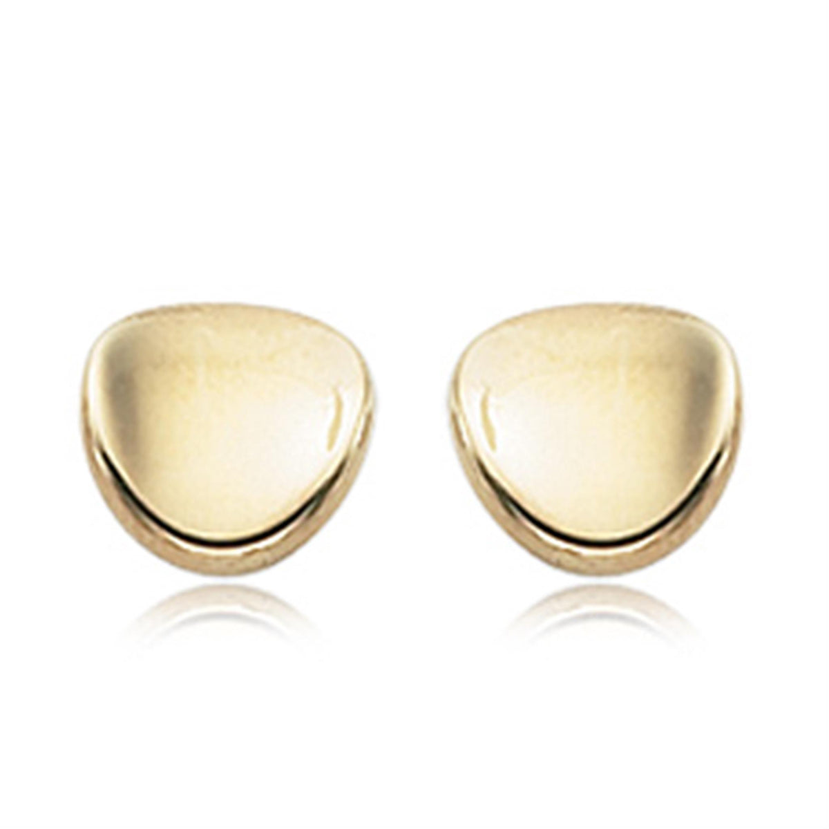 14Kt Yellow Gold Contoured Button Stud Earrings