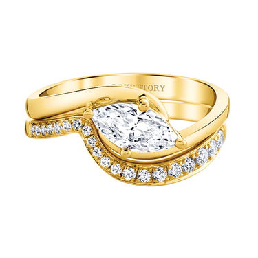 14Kt Yellow Gold Bypass East-West 0.53ct Marquise Center Diamond Solitaire Engagement Ring