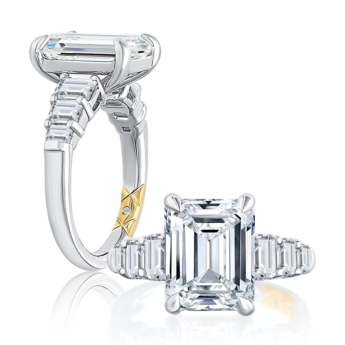 A. Jaffe Emerald-Cut Natural Diamond Engagement Ring
