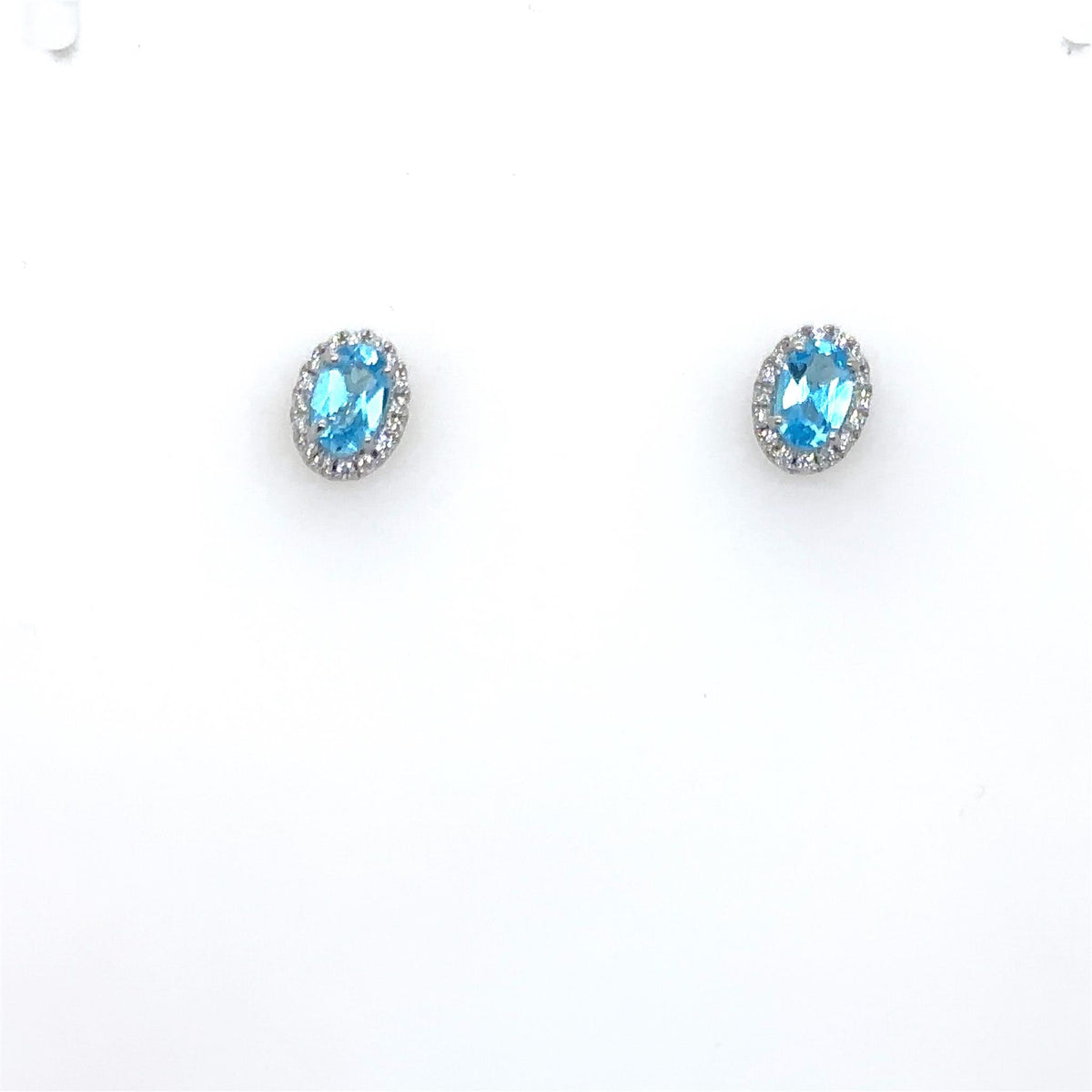 14Kt White Gold Halo Earrings Gemstone Earrings With 1.02ct Topazes
