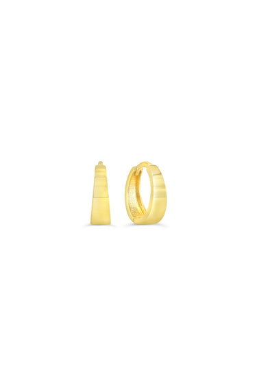 Bella Gold Collection 10Kt Yellow Gold Flat Huggie Hoop Earrings