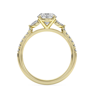 Centurion Collection 14Kt Yellow Gold Vine Engagement Ring with 2ct 100-Faceted Lab-Grown Marquise Center Diamond and 0.43cttw Accent Diamonds