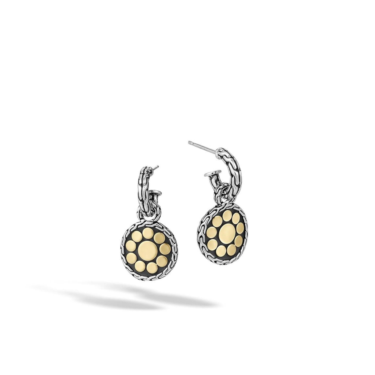 John Hardy Gold  Silver Dot Drop Earrings