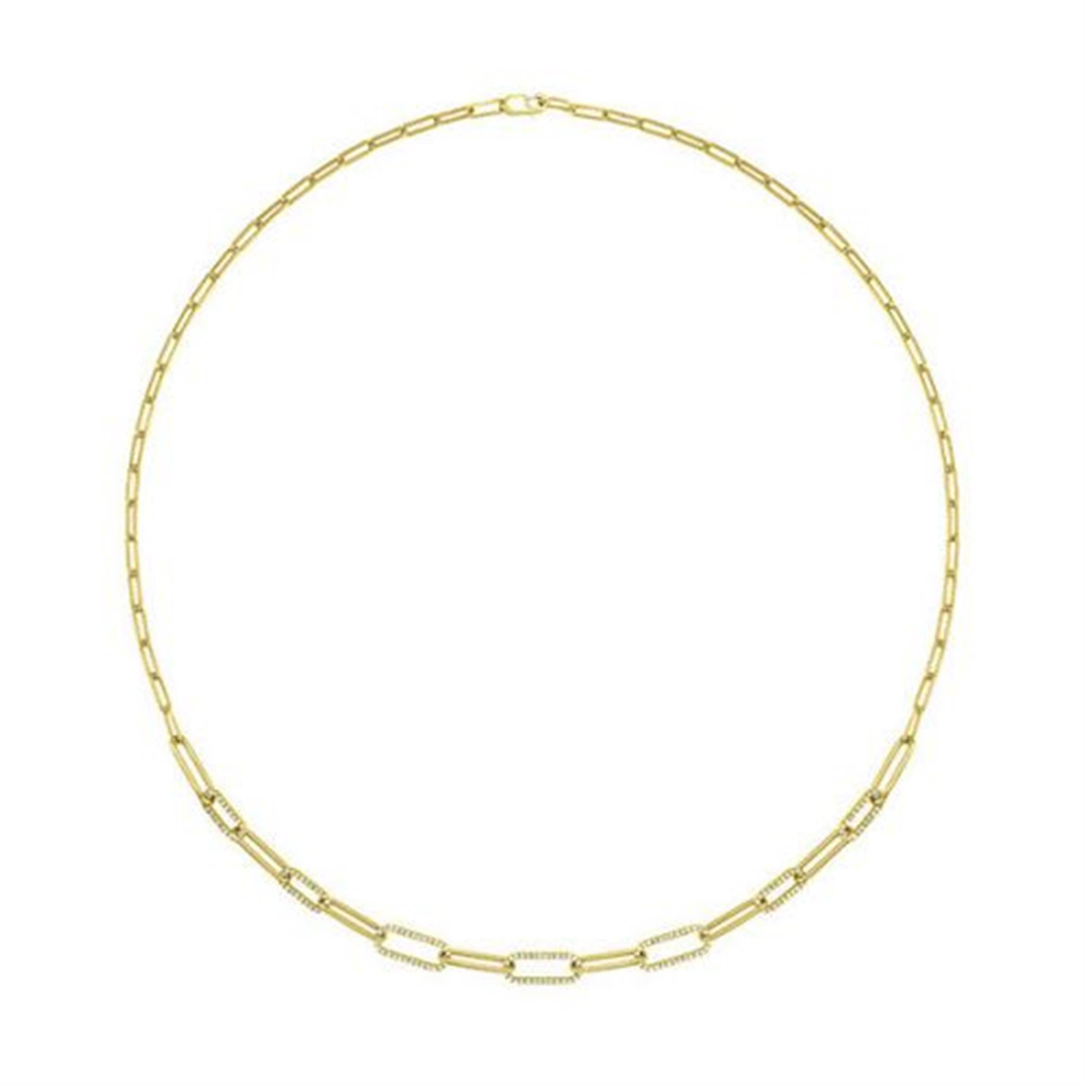 14K Yellow Gold Paperclip Necklace with .50cttw Diamonds