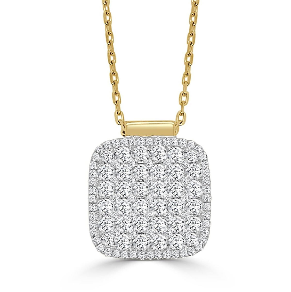 Frederic Sage Firenze II Cushion Pendant in 14Kt Yellow And White Gold