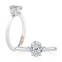 A. Jaffe Three-Stone Engagement Ring Mounting in 14K White Gold