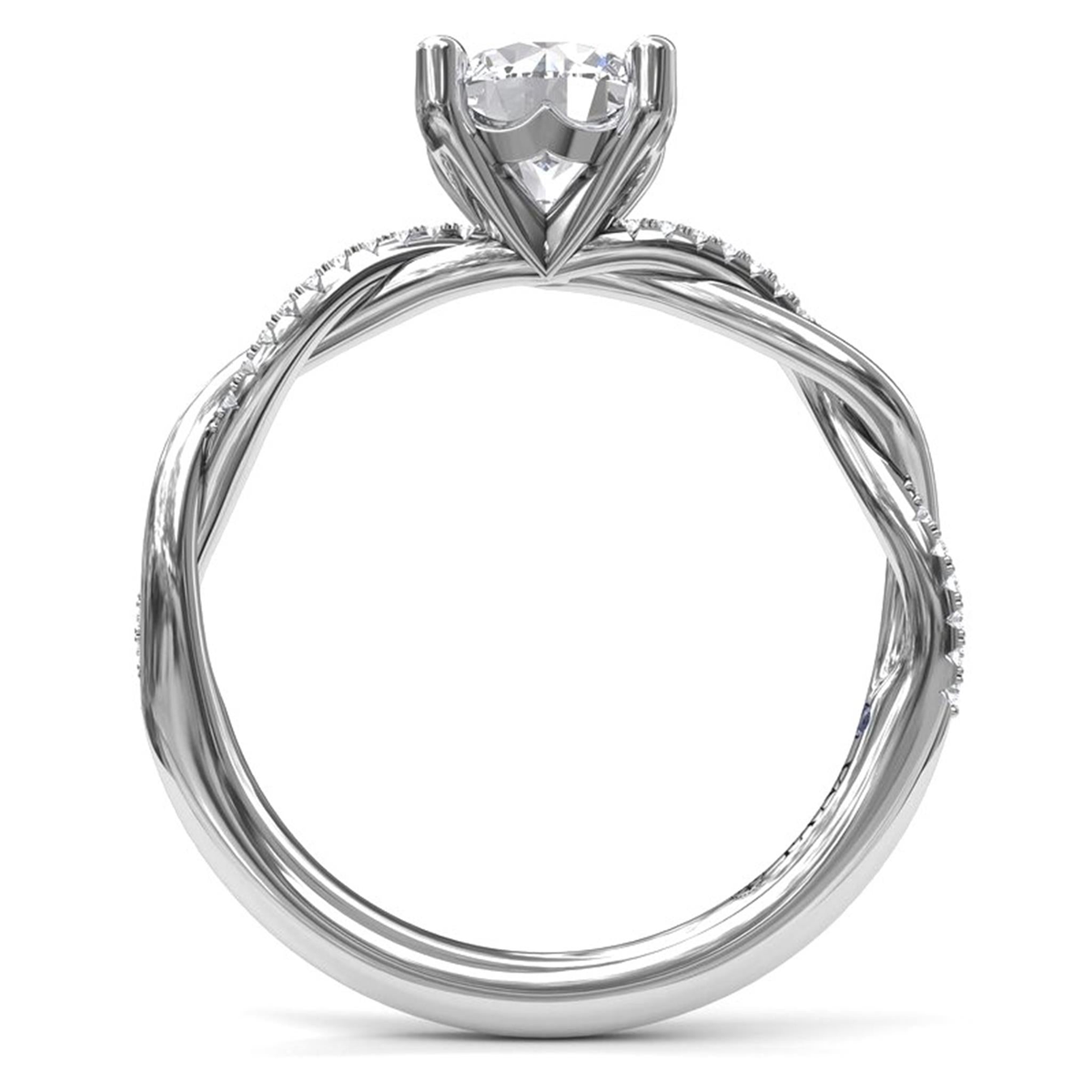 FANA 14Kt White Gold Twist Engagement Ring Mounting - Round Center Stone Sold Separately