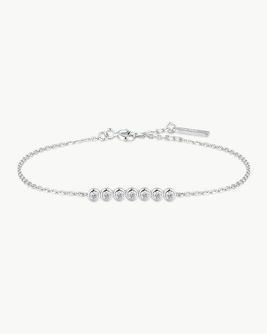 Ania Haie Silver Bezel Set Bracelet in Sterling Silver with 7 2mm Cubic Zirconia (6.5" with Extender)